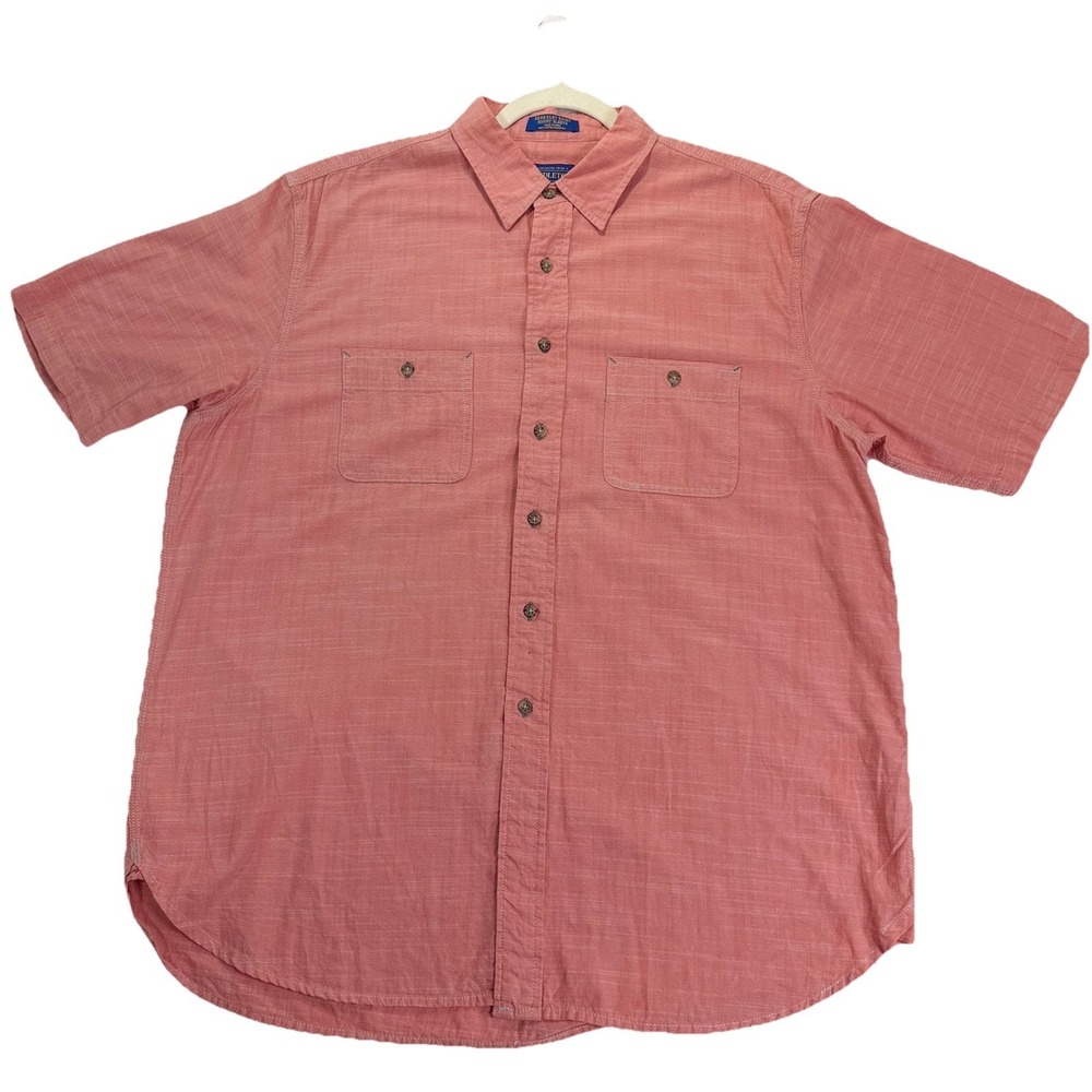 Pendleton Camp Shirt Mens XL Coral Berkeley Chambray  100% Cotton Boho Beachy
